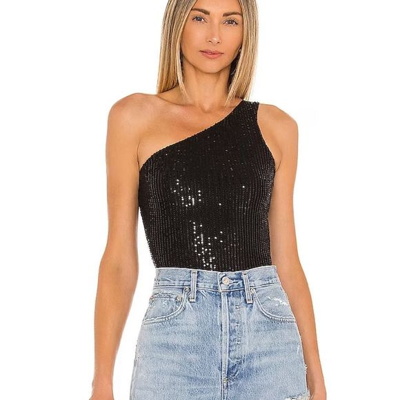 superdown Tops - New Superdown Remi one shoulder bodysuit Sequins XL